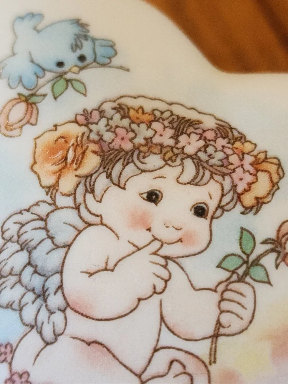Vtg 1994 Trinket Box Dreamsicles Heart Shape Angel Cherub Floral 2.75
